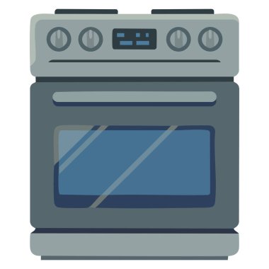 Mutfak fırını ikonu düz vektör çizimi. İç mekan modüler mutfak aletleri ev yapımı ve modern ev tasarımını temsil ediyor.