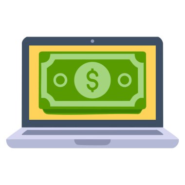 Laptop online para yardım ikonu. Gönüllü hediye vermeyi gösteren düz vektör. Gönüllü kalp izole konsept.