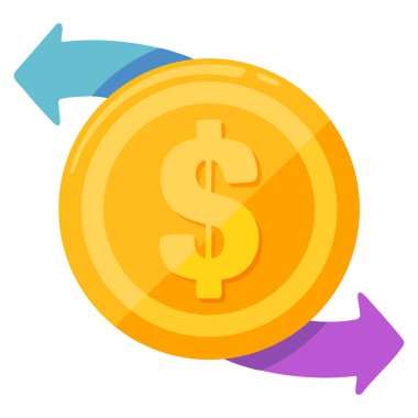 Para rotasyonu simgesi finansal hizmetler için uygun tasarım vektör illüstrasyonuName