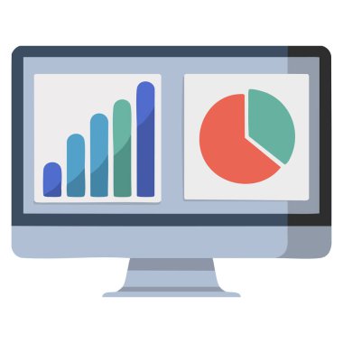 Analitik iş veri izleme arayüzü ve performans görselleştirme temaları için uygun olan gösterge paneli düz Clipart vektör illüstrasyonunu izle