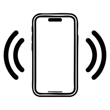 Cep telefonu titreşimli ikon vektör illüstrasyonu mobil bildirim uyarısını temsil eden çağrı kipi akıllı telefon arayüzü ve iletişim sistemi tasarım elementleri