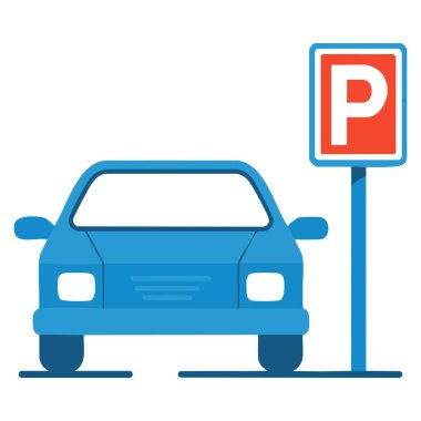 Araç park vektörü illüstrasyonunun birinci sınıf indirme simgesi Araç alanı yönetimi taşımacılık kentsel hareketlilik ve park hizmeti kavramlarını temsil ediyor