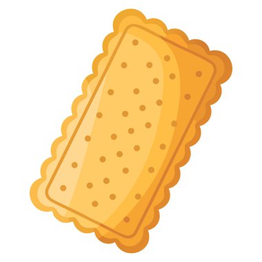 Dikdörtgen kraker bisküvi vektörü abur cubur yiyecek fırını ürünü ambalajı tasarım reklamları ve yenilebilir grafikler için tasarlanmış bir illüstrasyon izole etti