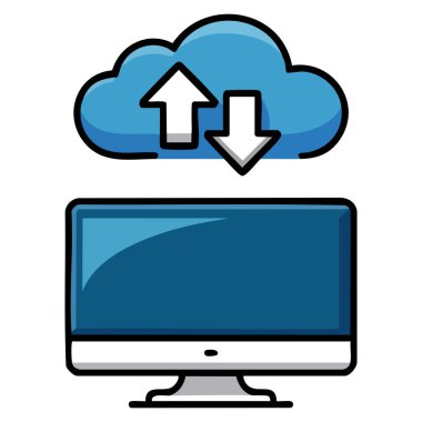 Düz vektör biçimli uzak pc veri simgesi beyaz arkaplan üzerinde izole bilişim hizmetleri için mükemmel uzak depolama erişimi ve teknoloji platformu tasarımları