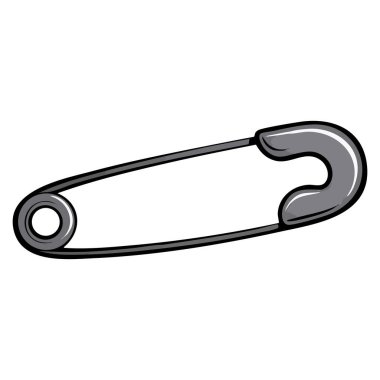 Güvenlik iğnesi vektörü kıyafet aksesuarı dikme zanaatı, moda tamiri ve ev temalı görsel tasarım için izole edilmiş illüstrasyon ideali