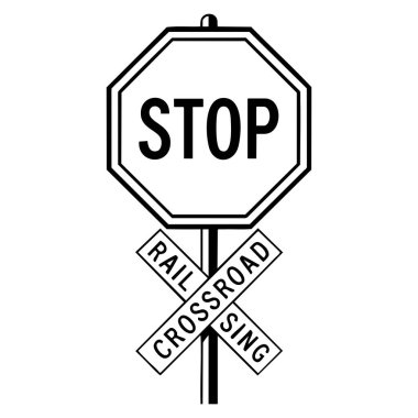 Demiryolu denetimi güvenlik uyarısı ve ulaşım kısıtlaması görselleri için ideal tren yolu kapalı trafik kavramını gösteren basit işaret simgesi simgesi