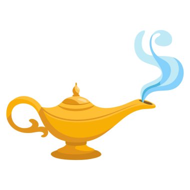 Sihirli lamba vektör illüstrasyonunun eşsiz tasarım ikonu fantezi dileği hayalgücü ve büyülü hikaye anlatma temalı tasarım kavramlarını temsil ediyor.