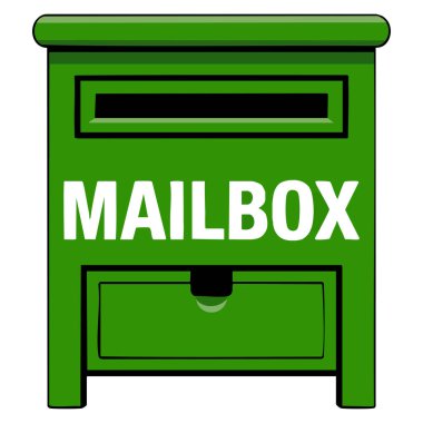 Düz illüstrasyon tarzında posta kutusunun vektör simgesi posta servisi gönderimi ve ileti konseptleri için ideal beyaz arkaplan üzerinde izole edilmiş