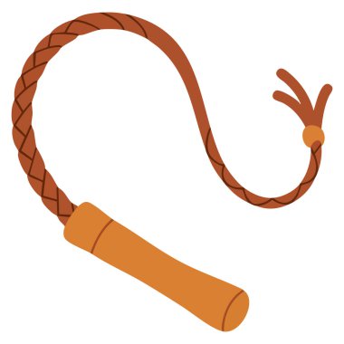 Beyaz arkaplanda izole edilmiş düz illüstrasyon tarzında kamçı vektör simgesi Web western fantezi aksesuar ve sembolik grafikler için idealdir