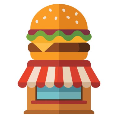 Vector Illustration Burger Düz Clipart fast food markalı restoran menü tabelaları ve yemek temalı sanat eserleri için mükemmel.