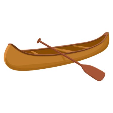 Düz Clipart tarzında vektör illüstrasyonu, su sporu açık hava seyahati ve eğlence amaçlı nakliye temalı sanat eserleri için mükemmel kürekli tekneyi gösteriyor