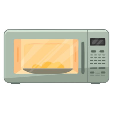 Mutfak aletleri, ev aletleri, elektronik yemek ekipmanları ve ev aletleri tasarımı için ideal mikrodalga izole nesnelerin vektör çizimi