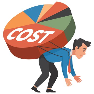 Veritabanı maliyet analizi ile stratejik maliyet yönetimi gelişimini temsil eden vektör illüstrasyonu ve optimize edilmiş teknoloji geliştirme iş konsepti