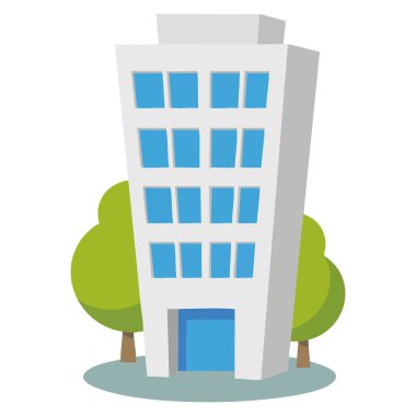 Mimari şehir tasarımı ve mülkiyet konsepti görselleri için uygun basit bir bina biçimini gösteren vektör illüstrasyonu