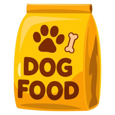 Hayvan bakımı, hayvansal beslenme ürünleri ve evcil hayvan mağazası tasarımı için ideal bir köpek maması tasarımı.