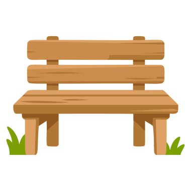Bahçe mobilyaları park yeri dekorasyonu için uygun ahşap bankın vektör çizimi açık hava dekorasyonu ve doğal çevre temalı yaratıcı görseller