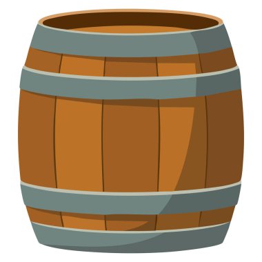 Şarap demleme konteynırı ve rustik sanat eserleri için ideal ahşap fıçının vektör çizimi