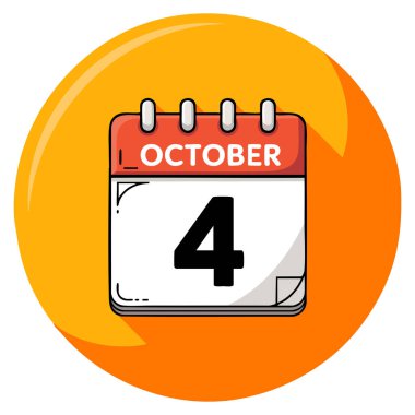 4 Ekim çizgisi vektör tasarımı takvim tarihi hatırlatıcı olay planlama ve program temalı projeler için mükemmel beyaz arkaplan üzerinde izole