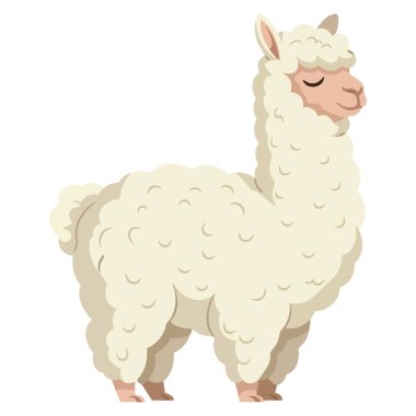 Vahşi yaşam eğitimi tekstil ilhamı ve sevimli karakter temalı yaratıcı projeler için uygun bir Alpaca hayvan çizimi tasarımı ögesi