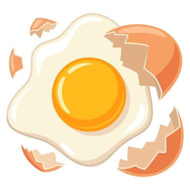 Kırık yumurta vektörü düz çizimi beyaz arkaplanda web besin sembolü olarak izole edildi