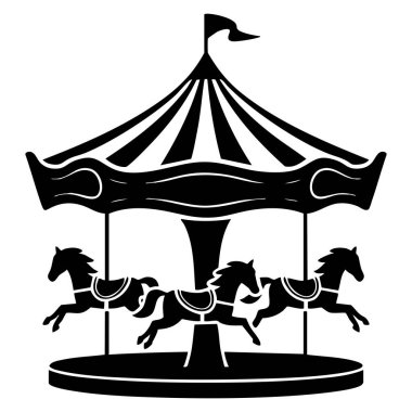 Carousel tema parkı eğlence logosu logosu tasarımı eğlence parkı eğlence ve karnaval temaları için uygun vektör illüstrasyon biçimi