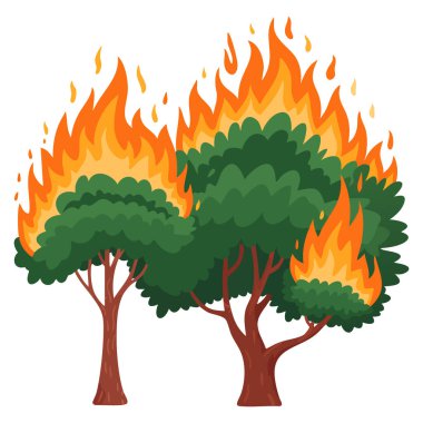 Çizgi film tasarımı orman yangını vektör çizimi çevresel farkındalık koruma felaketi ve güvenlik temalı sanat eserleri için ideal