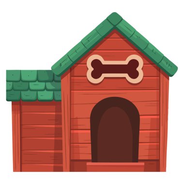 Çizgi köpek barınağı veteriner kliniği ve hayvan barınağı illüstrasyonu için mükemmel bir köpek kulübesi.