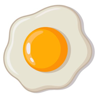 Web tasarımı için beyaz arkaplanda izole edilmiş çizgi film yumurta vektörü, mutfak menüsü, kahvaltı tarifi ve yemek temalı grafikler için ideal