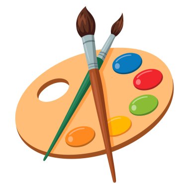 Çizgi film paleti renk fırçası sanat sınıfı markalaştırma atölyesi ve resim tema tasarımı için uygun izole grafik çizimi