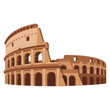 İtalya 'daki çizgi film stili Colosseum, beyaz arkaplan ülkelerinde izole edilmiş turizm ve tarihi konular için ideal stok vektör illüstrasyonunu simgeliyor