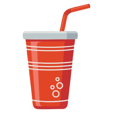 Fast food fincanı içecek vektörü kırmızı tek kullanımlık bardaklar, içecek servisi ve içecek temalı tasarımlar için mükemmel bir içecek.