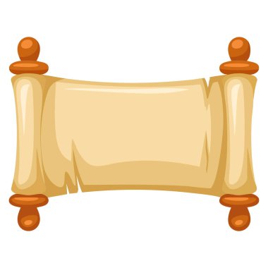 Eski belge kaydırma el yazması tarihi ve klasik temalı sanat eserleri için uygun düz izole edilmiş antika parşömen vektör çizimi