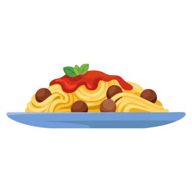 Taze ve sıcak el yapımı spagetti vektör çizimi, İtalyan yemek konsepti, mutfak sanat eseri ve restoran menüsü tasarımları için mükemmel ev yapımı makarna.