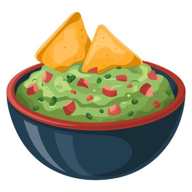 Meksika yemeği ve sağlıklı atıştırmalık teması için sebze kabına taze guacamole sosu.