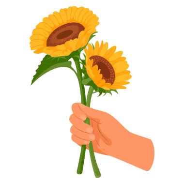 Çiçeklerle el izole edilmiş beyaz arkaplan vektör çizimi ilgi sembolü doğa hediyesi ve dekoratif konsept temalar