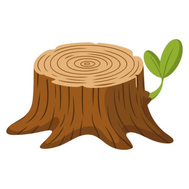 Büyümeyi sembolize eden filizli bir kütük tasviri ve çevre ekoloji ormanı ve sürdürülebilirlik temalı tasarımlar için ideal doğa iyileştirmesi