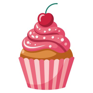 Kiraz vektörü illüstrasyonlu izole kek tatlı tatlı tatlı tatlı tasarım elementi fırın menüsü dekorasyonu ve kutlama temalı sanat eserleri için mükemmel.