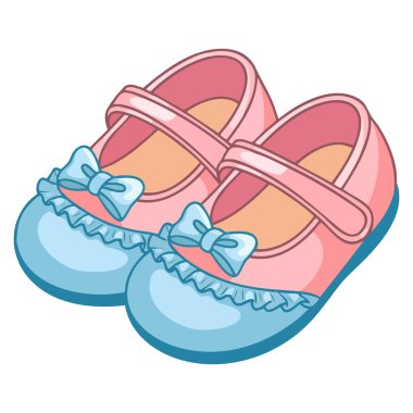 Çocuklar için çocuk ayakkabıları çift şık ayakkabı vektör çizimi perakende moda kataloğu ve moda temalı sanat eserleri için mükemmel.