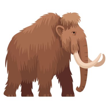 Beyaz arka plan dinozorlarında izole edilmiş Mamut karikatürü ve antik dönem temalı sanat eserleri için uygun tarih öncesi stok vektör illüstrasyonu