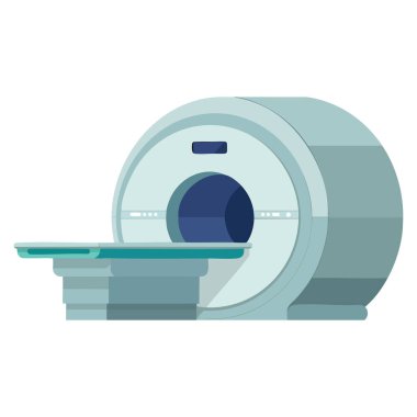 Manyetik rezonans görüntüleme tomografisi için tıbbi makine MRI tarayıcısı. Radyoterapi ultrasonu. CT radyoloji teşhis kliniği kliniği vektör çizimi.