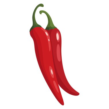 Meksika 'nın kırmızı biber sembolü beyaz arka planda izole edilmiş çizgi film tarzı Meksika biberi baharatlı yemek temaları için bitmap raster illüstrasyonu