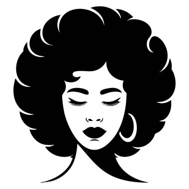 Modern minimalist kadın afro saç logosu vektör illüstrasyon tasarımı kozmetik marka moda stüdyosu veya güçlendirme temaları için uygun
