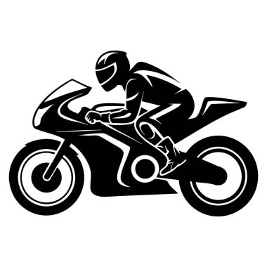 Motosiklet silueti tasarımı hızlı motosiklet işareti ve spor motosiklet illüstrasyonu dahil olmak üzere simge konsepti yarış logosu taşımacılığı markalaşması ve hız temaları için idealdir.