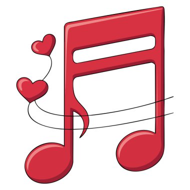 Aşk melodisi temalı romantik tasarım tebrik kartı dekorasyonu ve müzikal konsept yaratıcı sanat eserleri içeren müzik notaları.