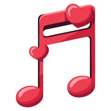 Kalpli müzik notası vektör çizim elementi romantik melodi temalı şarkı konsepti dekorasyonu ve yaratıcı müzikal sanat projeleri için mükemmeldir.