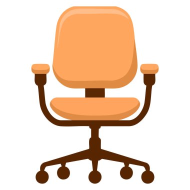 Kahverengi çerçeveli bej koltuk ve gerici modern temel işlevsel çalışma alanı mobilya tasarımı içeren ofis sandalyesi çizimleri