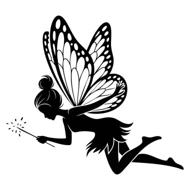 Sihirli orman tasarımı için mükemmel bahçe perisi silueti vektörü bebek odası dekoru çıkartması baskısı ve fantezi sanat projeleri