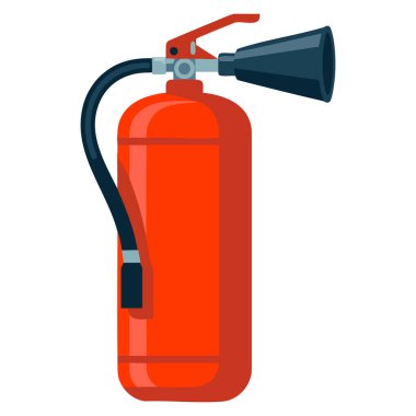 Kırmızı yangın söndürücü dik ve yangın için kullanıma hazır. Güvenlik farkındalığı eğitim ekipmanları ve koruma temalı tasarımlar için uygun.