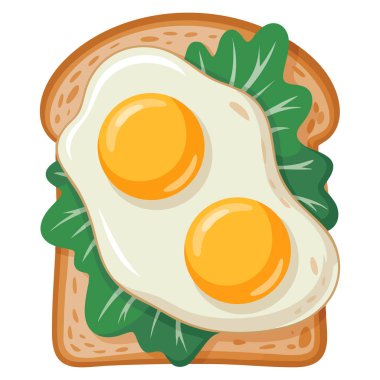 Çırpılmış yumurtalı sandviç. Yemek vektörü çizimi. Kahvaltı kafesi menüsü, restoran yemeği ve yaratıcı mutfak işleri için mükemmel.