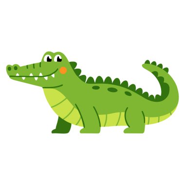 Beyaz arka plan safari hayvanları üzerinde timsahın basit çocuksu tasviri çocuk posterleri ve çocuk tasarımları için harika bir tasarım.